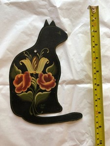 Vintage Hand-painted Folk Art Tin Cat