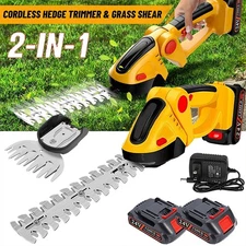 Cordless Electric Mini Hedge Trimmer 2 in 1 Brush Grass Cutter Shears for Garden