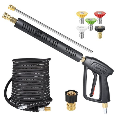 #ad Long Pressure Washer Gun and Hose Kit Rubber 50 FT Steel Braided Power Washe... $149.45
