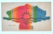 Original VINTAGE 1970s Heat Transfer | Panama City Beach Florida Rainbow Sunset