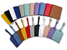 PU Leather Travel Passport Holder and Luggage Tag Set