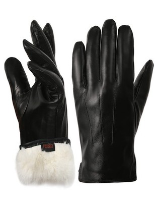 Very Warm Mens Rabbit Fur Leather Gloves for Men Touchscreen Texting Driving ...