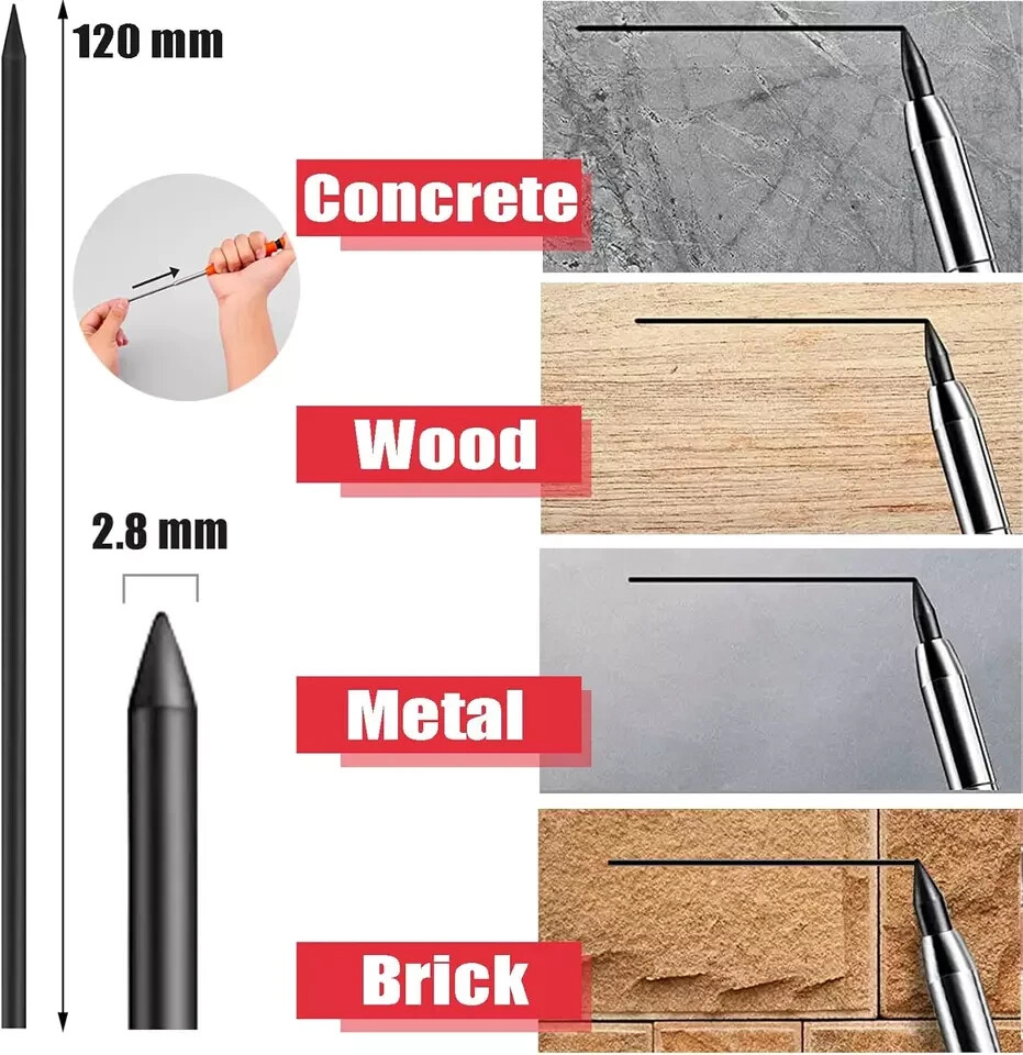 36 PCS 2.8mm Pencil Lead Refills for Carpenter Pencil Mark Pencils Solid Deep...
