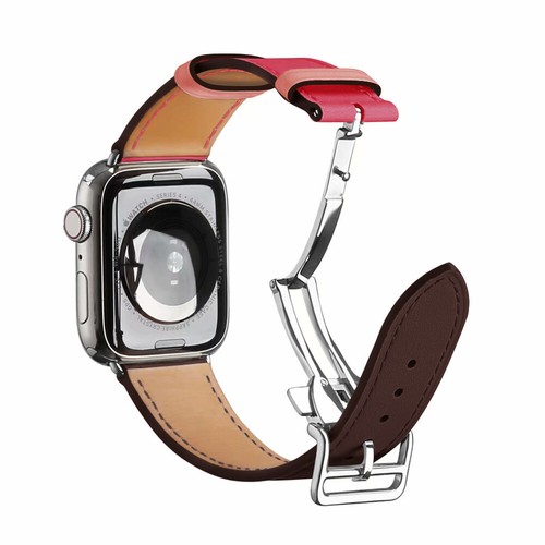 Cinturino in pelle con fibbia deployment per Apple Watch 10 9 8 7 SE 44/45/46/49mm Ultra 2 - Foto 41 di 45