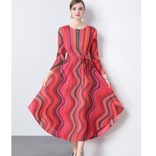 French Printed Dress Summer New Womens Big Swing Long A-Line Party Dress Skirts