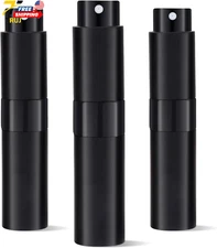 3Pcs 8ml Cologne Travel Bottle Perfume Atomizer Refillable Black Mini Dispenser