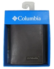 Columbia Men's Coated Leather Trifold Wallet Brown