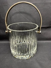 Mikasa "ARTIC LIGHTS"  Crystal Chrome Handle Ice Bucket ~ 5" Dia x 5 1/4" Tall