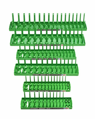 Hansen Global 92001 6pc GREEN Socket Tray Set for SAE & METRIC 1/4'', 3/8'' & 1/2''