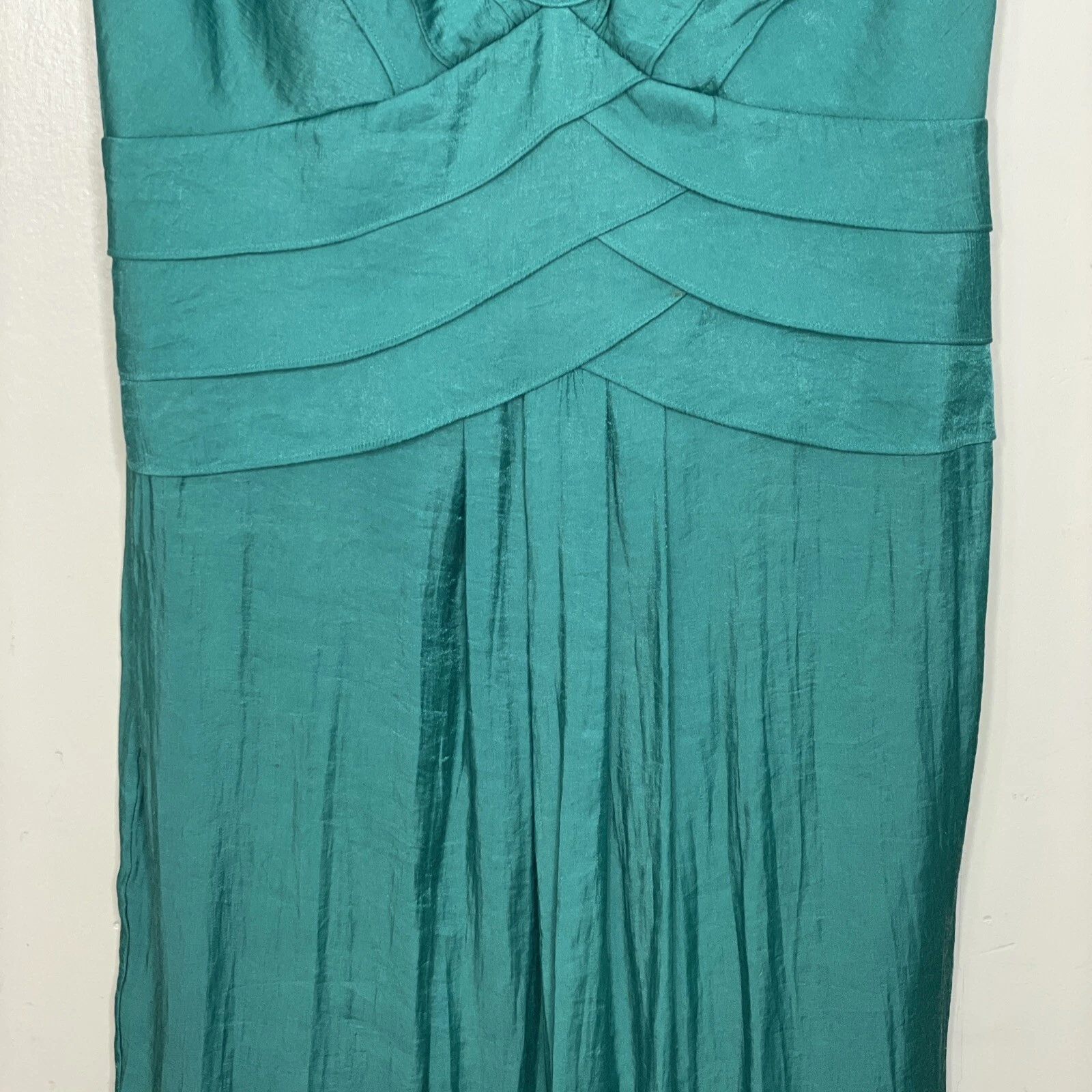 VETEMENTS SANGRIA taglia 14 ABITO senza maniche con volant scollo a V corpetto a strati foderato VERDE