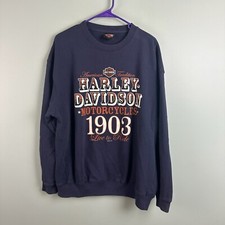 Harley Davidson Navy Blue Spell Out Sweatshirt Size Large Orlando Florida Soft