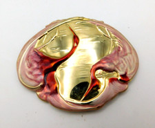 CHARMANT Red-Pink Swirled Enamel Cranes Gold-tone Belt Buckle Beverly Hills