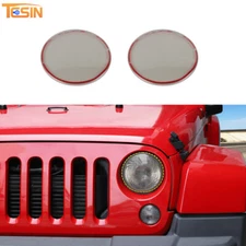 Front Headlight Lamp Cover Trim Accessories For Jeep Wrangler JK 2007-17 Smoked