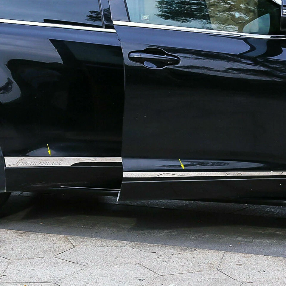 Отделка молдингов боковых дверей кузова из нержавеющей стали для Toyota Highlander 2014-2019 4 шт. - Изображение 4 из 4