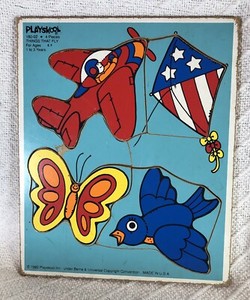 Vintage 1982 Things That Fly Children’s Playskool Wooden Jigsaw Puzzle