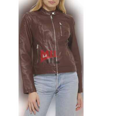 Handmade Women Dark Brown Leather Jacket, Fashion Jacket In Slim Fit Designed
