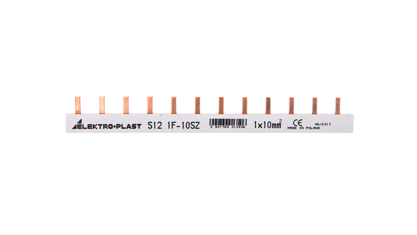 Busbar, PIN type 1P 10mm2 63A 12 pins IZS10 / 1F / 12 45.202 /T2UK