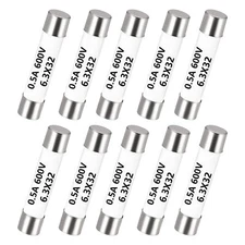 10PCS DMM Fuses Fast Blow 0.5A 600V Digital Multimeter Fuse Ceramic Fuses Fas...