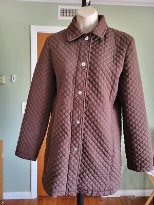 White Stag Jacket Womens Missy 4/6 Small Quilted Full Zip Snap Up Coat Long