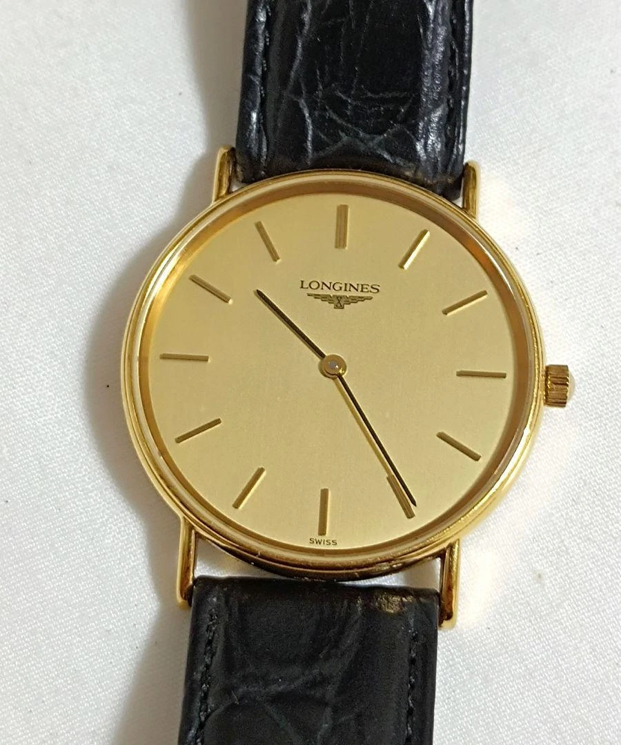 Longines L4.637.2 Men's watch with gold dial 34.5mm Battery replaced