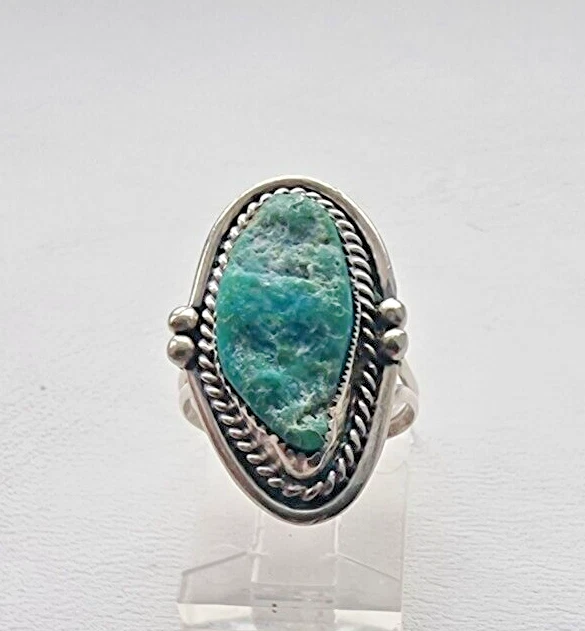 NATIVE AMERICAN STYLE 925 STERLING SILVER NATURAL TURQUOISE RING SIZE 4.75 - Image 2 of 4