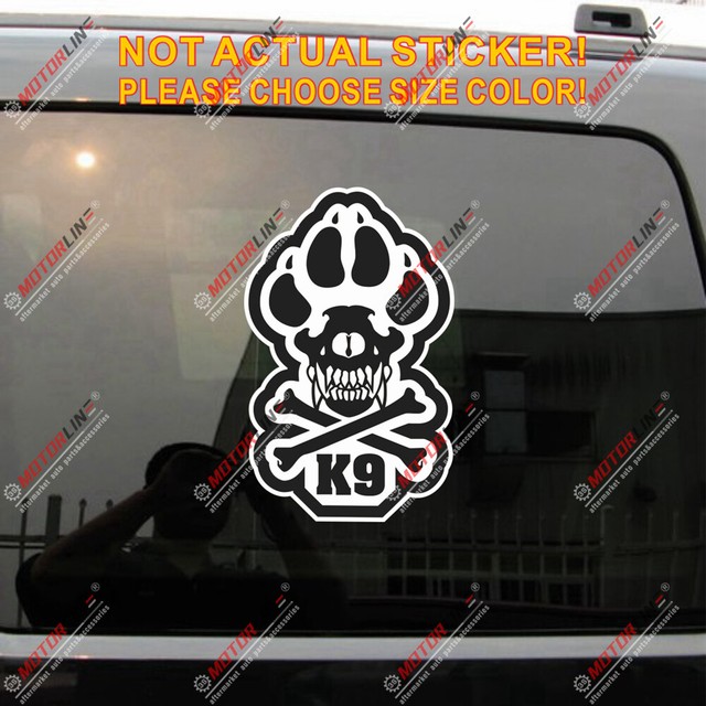 K9 K9 Police Dog Unit Skull Decal Sticker Car Vinyl Reflective Glossy