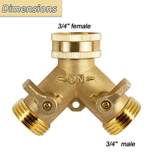 2 PACK 3/4" Garden Hose Splitter 2-Way Solid Brass Y Splitter Connector 2 Valves - Picture 8 of 10