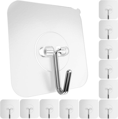 Adhesive Wall Hooks for Hanging Heavy Duty 22 Lbs Hooks for Walls No Damage, Tow