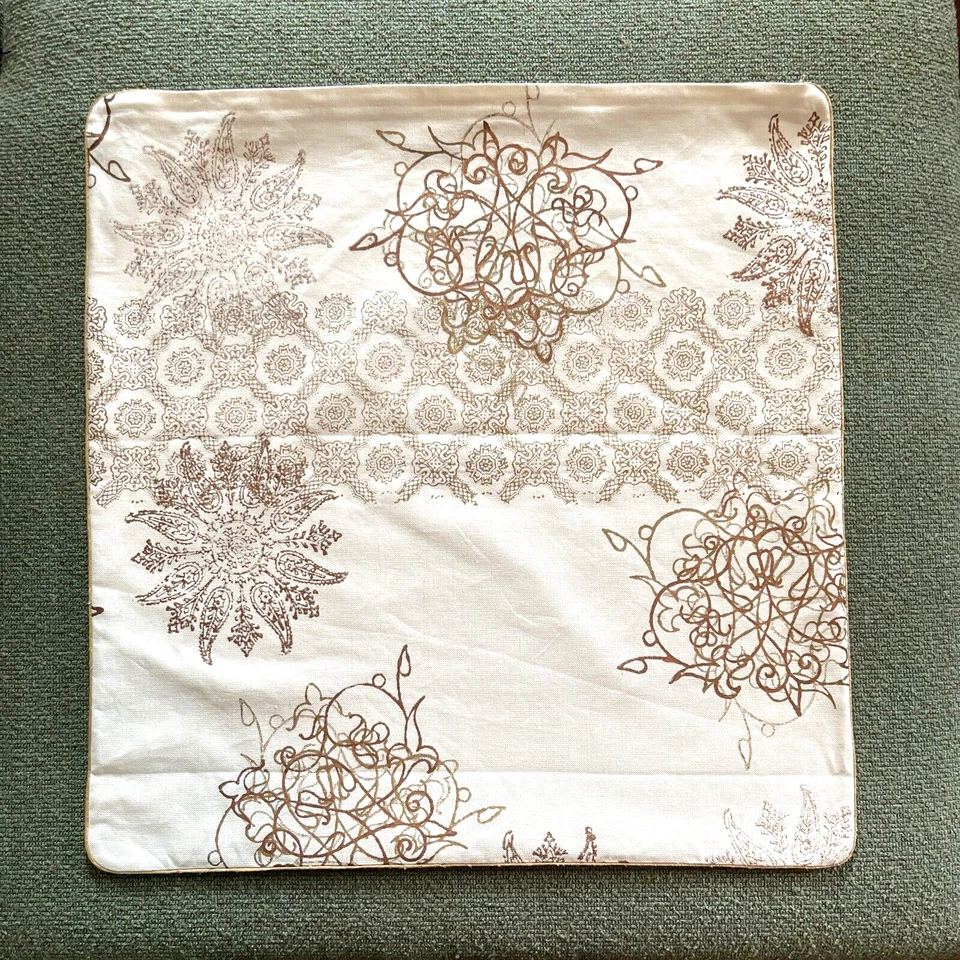 John Robshaw White Gold Copper European Pillow Sham Linen Cotton 26 "Sq New - Image 2 of 4