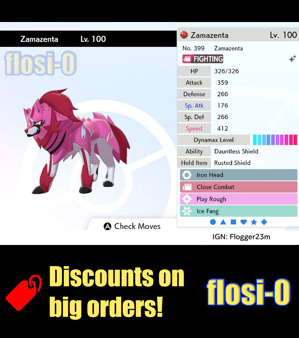 Pokemon Scarlet and Violet Shiny Zamazenta 6IV-EV Trained