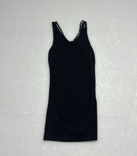 Lace Panel Basic Black Mini Dress One Size