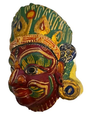 Máscara nepalí Bhairava colgante de pared papel maché vintage - Imagen 2 de 6