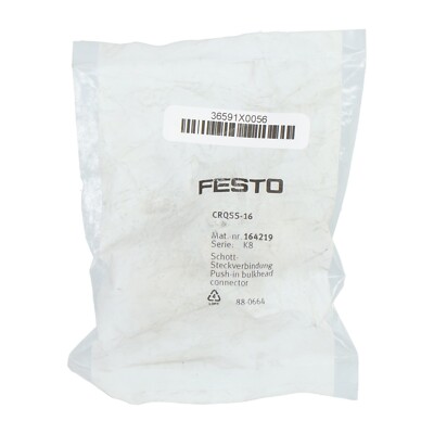 Festo CRQSS-16 164219 Push-in Bulkhead Connector New NFP Sealed