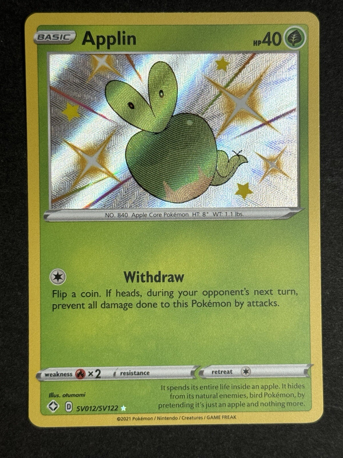 Applin SV012/SV122 Shining Fates Baby Shiny Rare Pokemon TCG NM/MINT