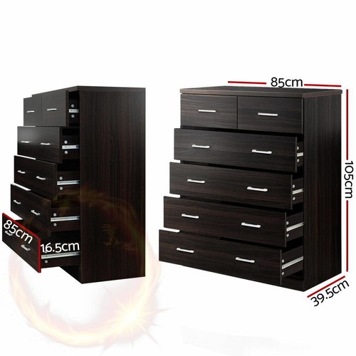 Artiss Tallboy 6 Drawers Storage Cabinet - Walnut - Picture 2 of 8