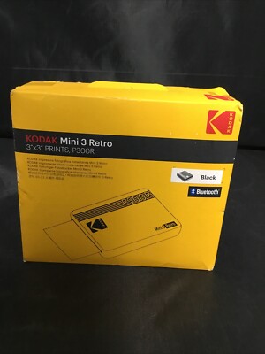 Authentic Kodak Mini 3 Retro Bluetooth Instant Photo Printer - Black (P300R) NEW