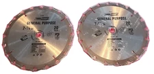 Tool Shop 7-1/4" x 20 Tooth General Purpose C2  Circular Saw Blades 5/8" Pair 2
