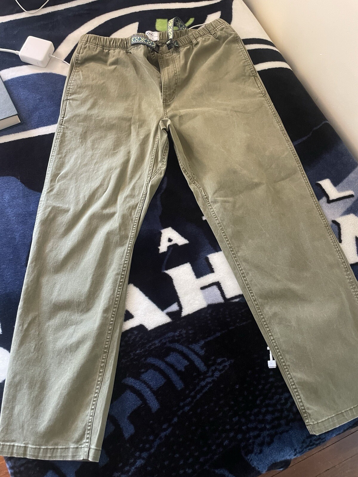 Stoic Hiking Pants Men’s Belted Outdoor Casual Pants Color  Green Size L