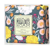 Where The Polka Dots Roam Dark Floral Bedsheets Queen Size, Super Soft Wrinkl...