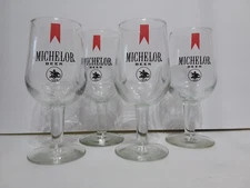 4 Vintage Michelob Beer Stem Glasses Anheuser Busch BAR PUB LR3