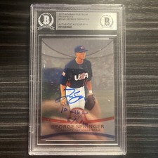 George Springer  Auto 2010 Bowman Platinum BAS -Inscription 1st MLB HR 5/8/14