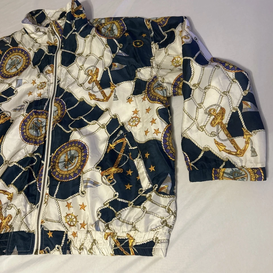 Chaqueta East West Silks Estampado Náutico Mujer Talla L Seda Glamour Retro Nueva Sin Etiqueta Foto 3 de 4