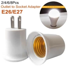 2/4/8Pcs 110V Outlet to E26/E27 Socket Adapter Plug-In Light Bulb Socket Convert
