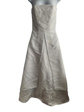 Davids Bridal St. Tropez White Embroidered Strapless Wedding Dress Size 4