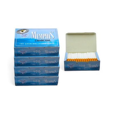 500x Memphis Premium Charcoal Filter Tubes King Size Cork Tobacco Cigarette Blue
