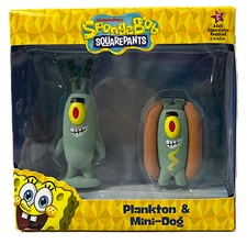 SpongeBob Squarepants Plankton & Mini-Dog 2.25" Flocked Figures 2 Pack 2025 NIB