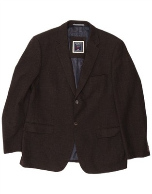 Peckott Mens 2 Button Blazer Jacket IT 52 XL Brown Herringbone Wool DQ04