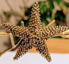 Vtg Large Gold Tone Starfish Brooch 3" Textured Pin 3D Ocean Beach Vaca Cruise