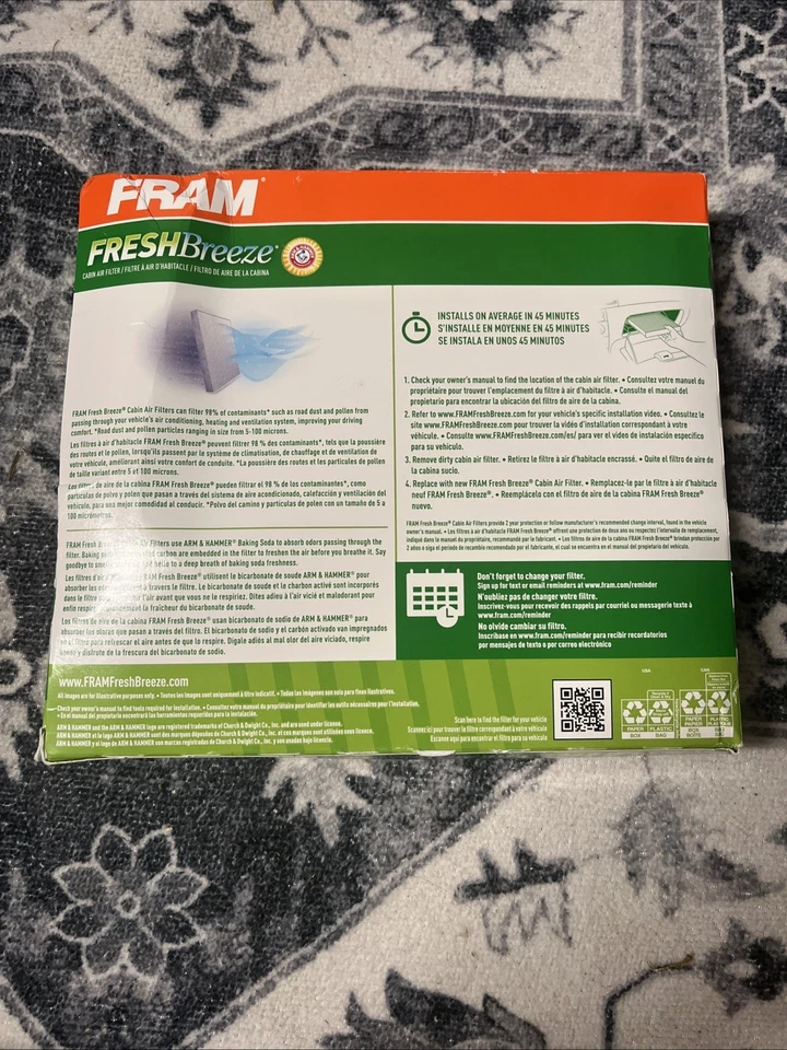 Filtro de aire de cabina Fram Fresh Breeze CF10285 para vehículos Toyota Foto 2 de 2