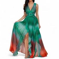 Anthropologie L'atiste By Amy Dress Ombre Cutout Maxi Y2K Green Jlo Dress Vibes